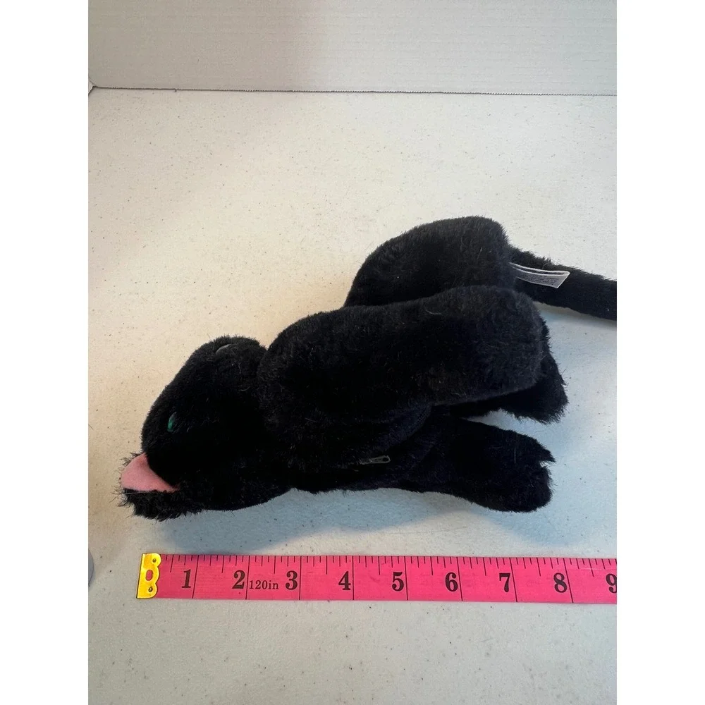 Vintage 1988 World of Smile International Black Cat Plush Zipper Pouch Korea 8